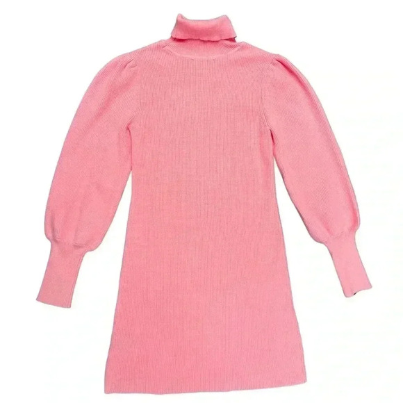 Boston Proper Sweater Dress Size XS Pink Balloon Sleeve Turtleneck Barbie Winter - Picture 2 of 14